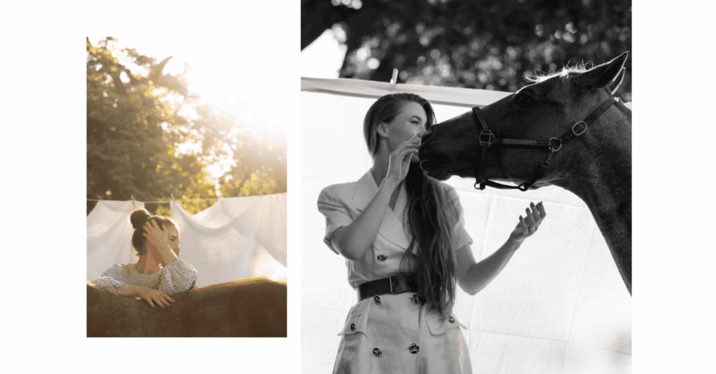 Fort Worth entrepreneur showcasing thrifted fashion wear in a lifestyle brand session