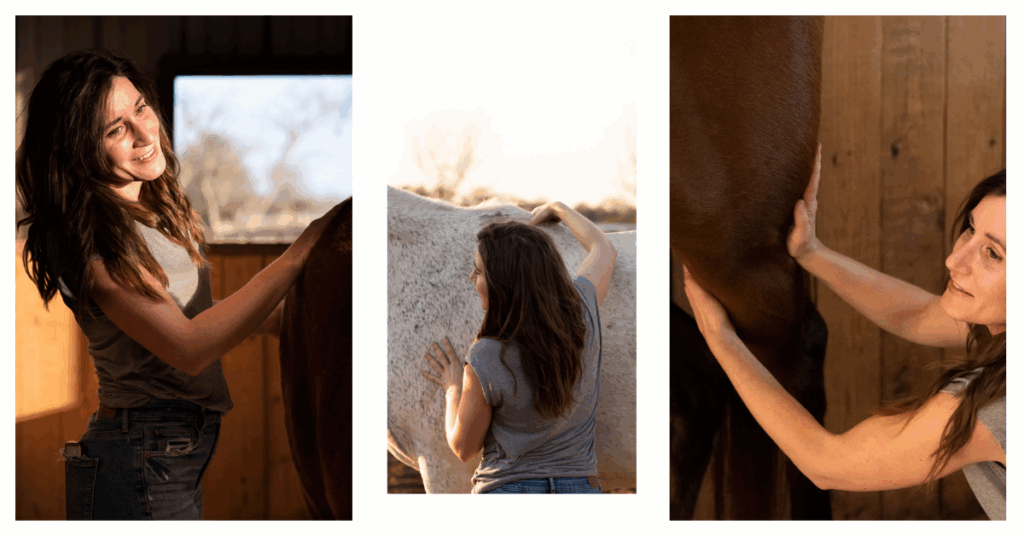 Authentic branding photo of an equine therapist using natural light in Fort Worth