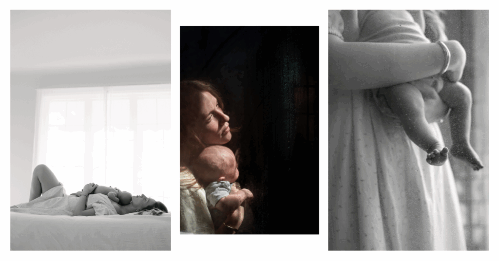 Fort Worth family photographer capturing newborn snuggles and natural motherhood moments