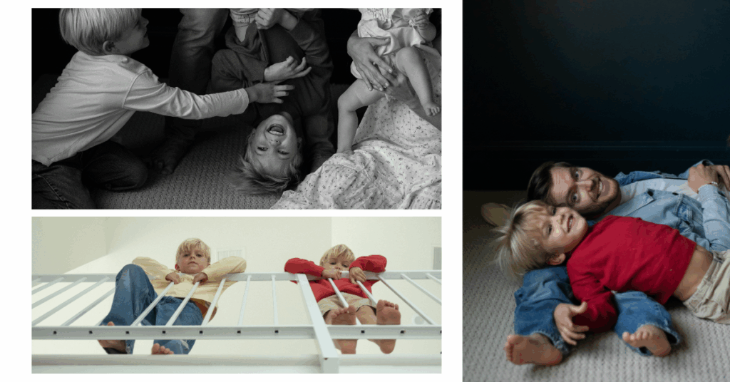 Fort Worth family embracing real-life moments in cozy, authentic clothing during a documentary family photo session.